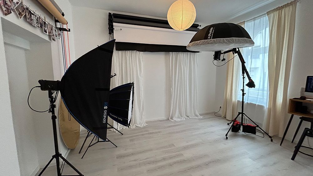 Professionelle Lichttechnik im Studio für Newbornfotografie Düsseldorf